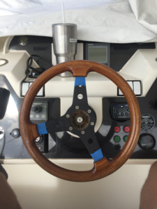 Steering wheel on flybridge