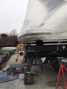 Stern thruster addition to a 50' Viking Sport Cruiser